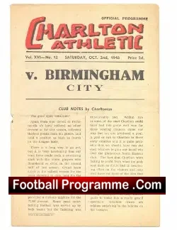 Charlton Athletic v Birmingham City 1948