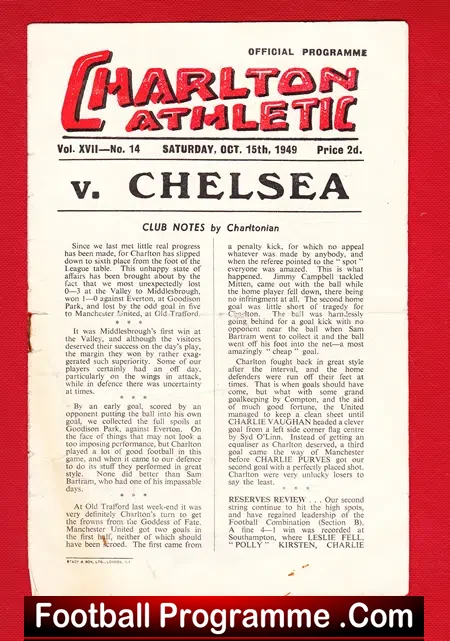 Charlton Athletic v Chelsea 1949