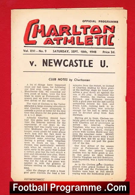 Charlton Athletic v Newcastle United 1948 – 1940s