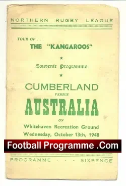 Cumberland Rugby v Australia 1948 – Kangaroos Tour