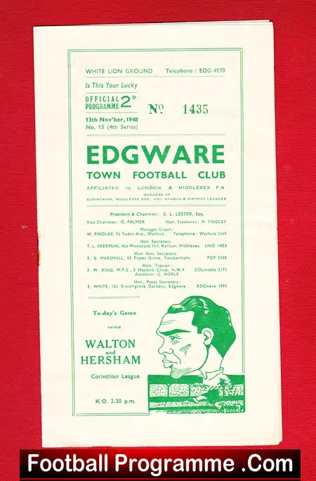 Edgware v Walton Hersham 1948