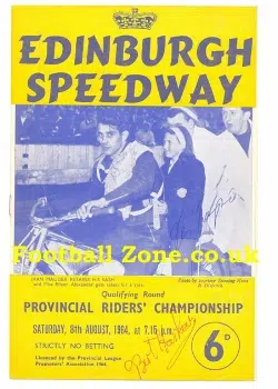 Edinburgh Speedway Provincial Riders Championship 1964 Signed - signed programme