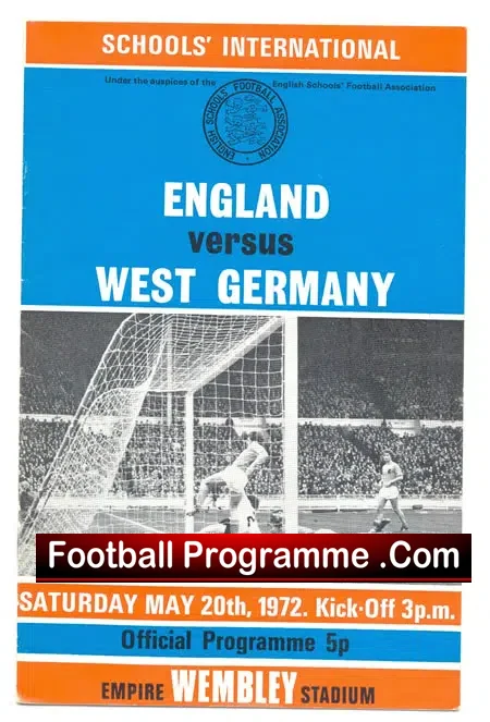 England v Germany 1972 – Wembley – Pimblett-  Schools + Wilkins