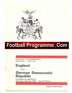England v Germany 1980 – Under 21 Semi Final at Sheffield