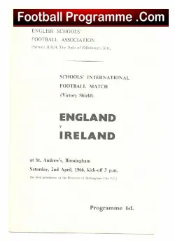England v Ireland 1966 – Schools at Birmingham Victory Shield