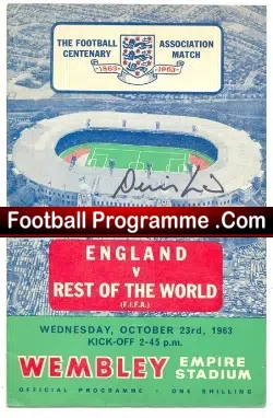 England v Rest Of The World 1963 – Autograph by Denis Law