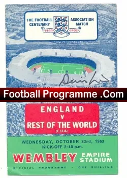 England v Rest Of The World 1963 –  Autographed by Denis Law