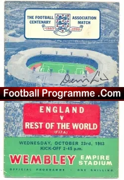 England v Rest Of The World 1963 – Hand Signed by Denis Law