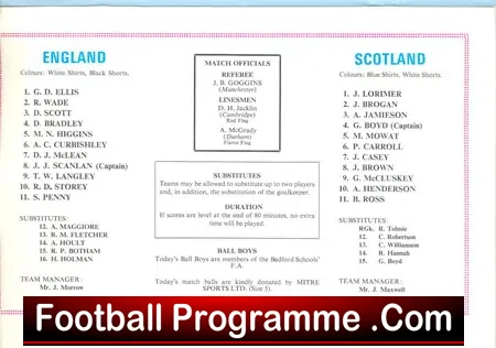 England v Scotland 1973 – Schoolboys – Curbishley