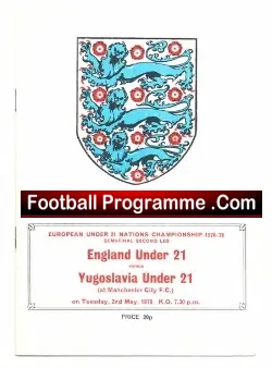 England v Yugoslavia 1978 – Under 21 International + Hoddle
