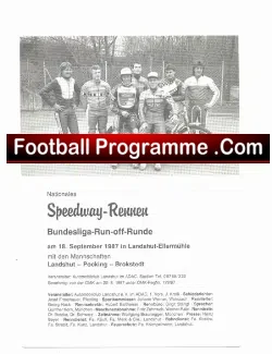 Germany Speedway Programme 1987 – Bundesliga Runde