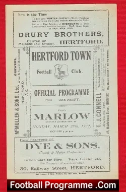 Hertford Town v Marlow 1932 – Rare 1930s Programme