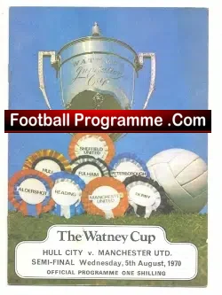 Hull City v Manchester United 1970 – Watney Cup Semi Final