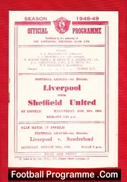 Liverpool v Sheffield United 1948 – 1940s Programme