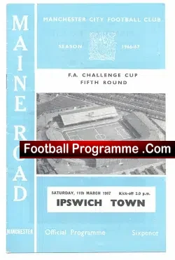 Manchester City v Ipswich Town 1967 - FA Cup - football programme