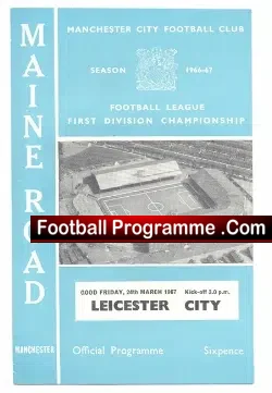 Manchester City v Leicester City 1967 - football programme