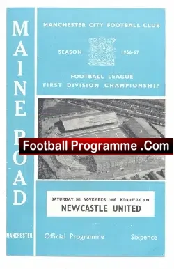 Manchester City v Newcastle United 1966 - football programme