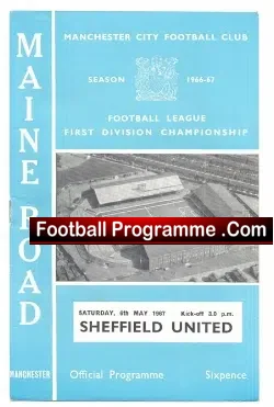 Manchester City v Sheffield United 1967 - football programme