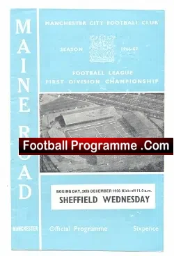 Manchester City v Sheffield Wednesday 1966 - football programme