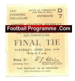 Manchester United v Blackpool 1948 – Cup Final Ticket