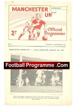 Manchester United v Sheffield United 1961 - Reserves - football programme