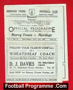 Merthyr Tydfil v Barry Town 1947