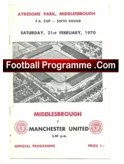 Middlesbrough v Manchester United 1970