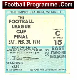 Newcastle United v Manchester City 1976 League Cup Final Ticket