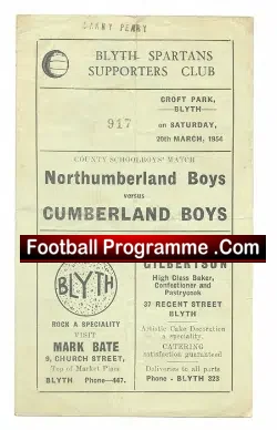 Northumberland Boys v Cumberland Boys 1954