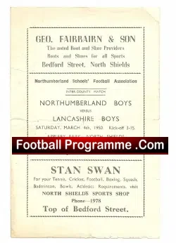 Northumberland Boys v Lancashire Boys 1950