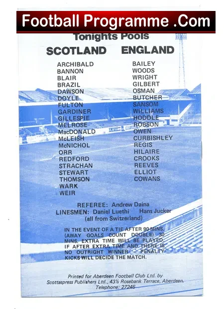 Scotland v England 1980 – at Pittodrie Aberdeen + Strachan