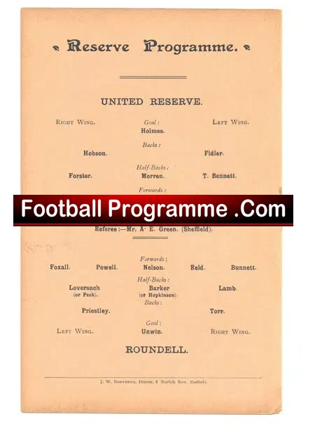 Sheffield United v Roundell 1903 – Antique Football Programme
