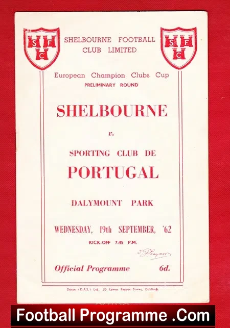 Shelbourne v Sporting Portugal 1962 = Prelims + Signed