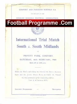South v South Midlands 1963 – International Trials Match Gosport