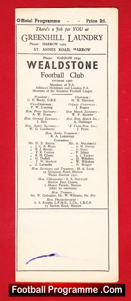 Wealdstone v Redhill 1949 – 1940s
