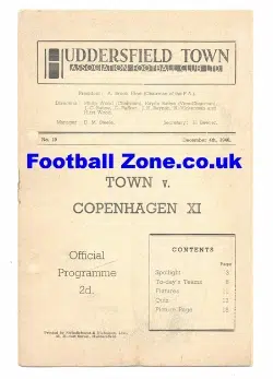 Huddersfield Town v Copenhagen X1 1946