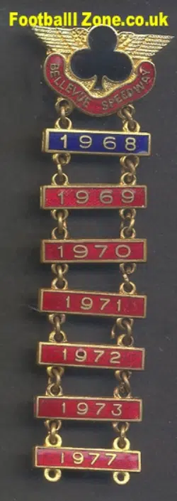 Belle Vue Aces Speedway Badge 1968 + 7 Year Bars