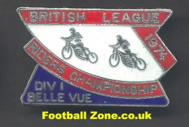 Belle Vue Aces Speedway Badge 1974 Riders Championship