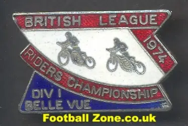 Belle Vue Aces Speedway Badge 1974 Riders Championship