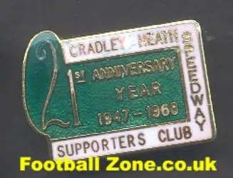 Cradley Heath Speedway Badge 1968 21st Anniversary