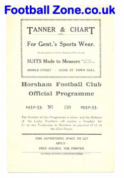 Horsham v Hove 1932 - Old 1930s Football Programme