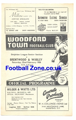 Woodford v Brentwood Warley 1958
