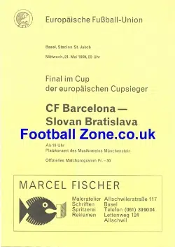Barcelona v Slovan Bratislava 1969