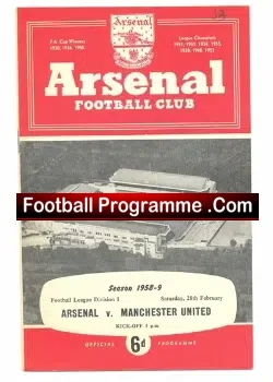 Arsenal v Manchester United 1959 - football programme