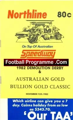 Australia Speedway 1982 Northline Demolition Derby Programme