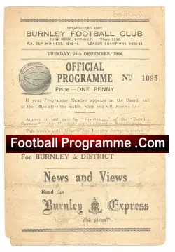 Burnley v Bradford 1944 – 1940s Programme