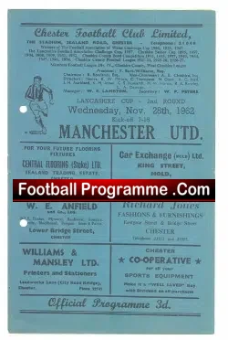 Chester v Manchester United 1962 – Lancashire Cup
