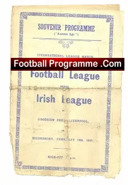 Football League v Irish Football League 1947 - at Liverpool - football programme