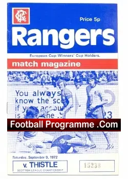 Glasgow Rangers v Partick Thistle 1972
