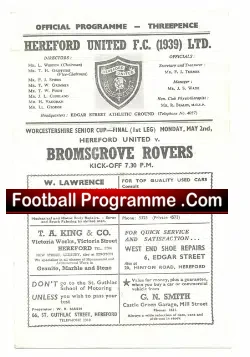 Hereford United v Bromsgrove Rovers 1960 – Senior Cup Final